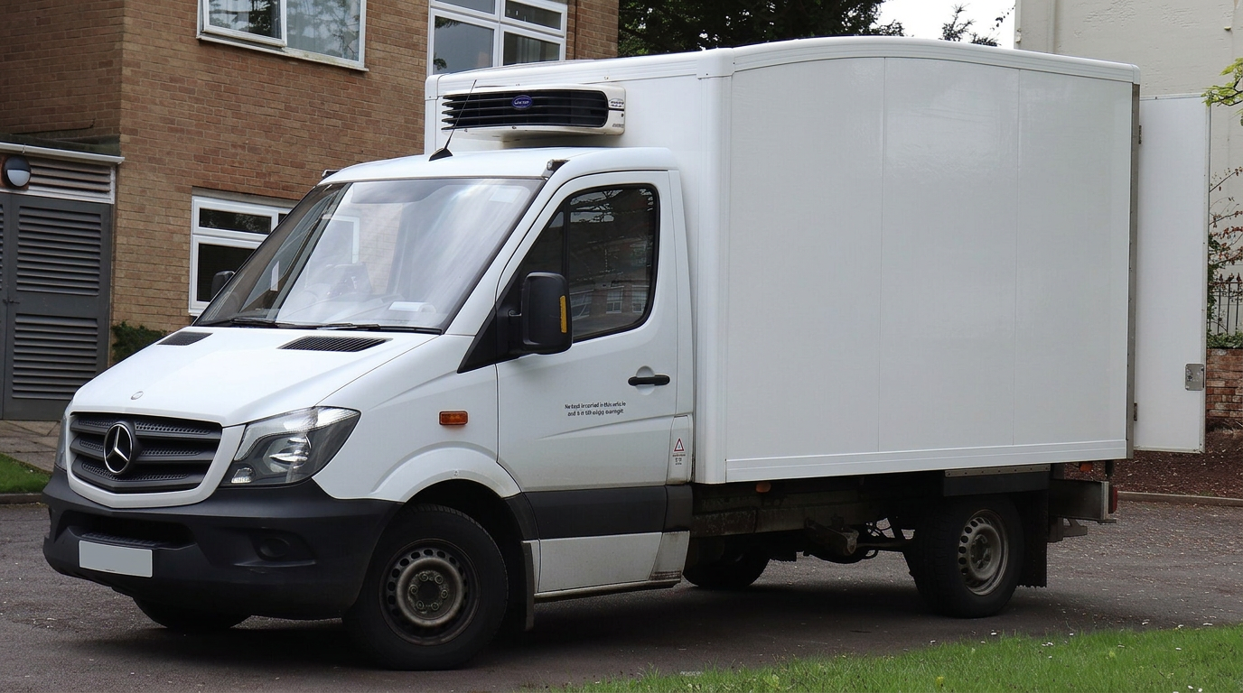 Λευκό φορτηγό Mercedes-Benz Sprinter ψυγείο με μονάδα ψύξης